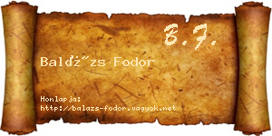 Balázs Fodor névjegykártya