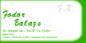 fodor balazs business card